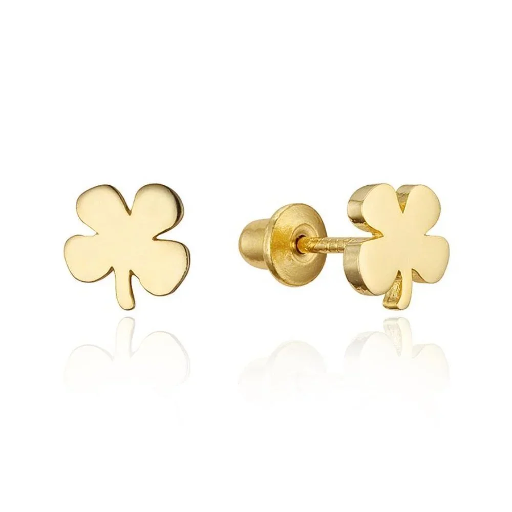 Sterling Silver or Gold plated Clover screw back Earrings